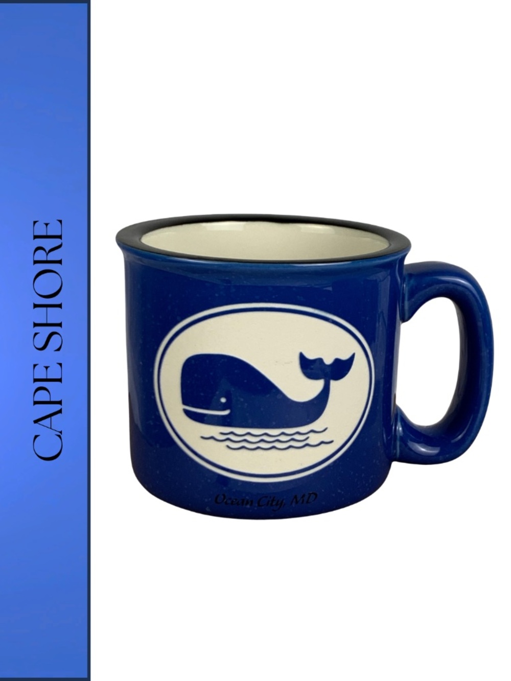 Cape Shore Etched Whale Stoneware Mug with Text Ocean City, MD Approx 15 oz.